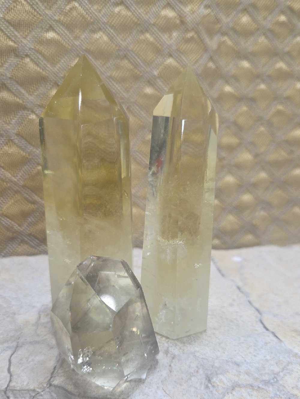3 pieces of natural citrine decorative stones crystal